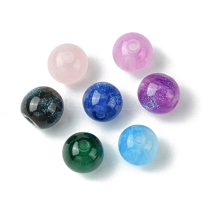 25Pcs Round Imitation Cat Eye Resin Beads RESI-FS0001-65F-1