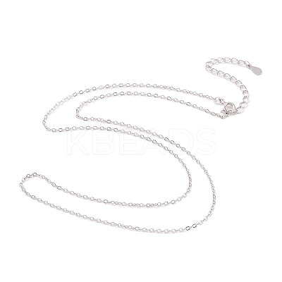 Anti-Tarnish Rhodium Plated 925 Sterling Silver Flat Cable Chain Necklace NJEW-A011-01C-P-1