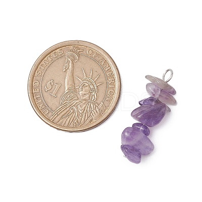 3Pcs Natural Rose Quartz & Amethyst & Lapis Lazuli Chip Beaded Constellation Pendants PALLOY-JF03043-07-1