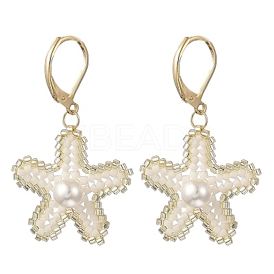 Brass Seed Glass Beads Leverback Earrings EJEW-MZ00759-01-1