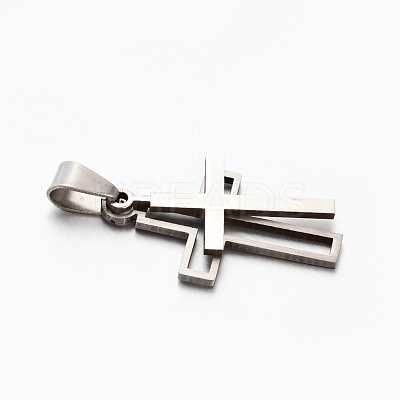 Tarnish Resistant Personalized 201 Stainless Steel Cross Pendants X-STAS-F010A-52-1