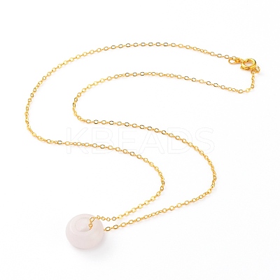 Rondelle Natural Rose Quartz Pendant Necklaces NJEW-JN03237-02-1