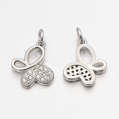 Brass Micro Pave Cubic Zirconia Butterfly Pendants ZIRC-J009-08P-1