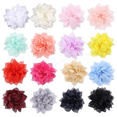 16Pcs 16 Colors Polyester Flower DIY-CA0007-20-1