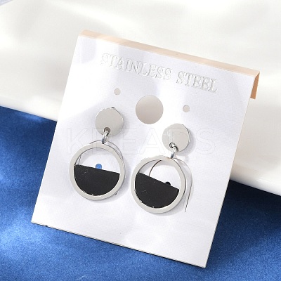 304 Stainless Steel Plastic Dangle Stud Earrings EJEW-Z089-16P-1