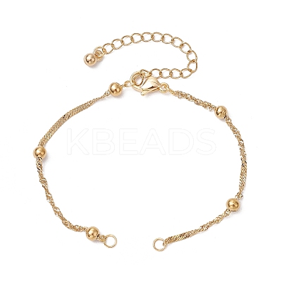 2Pcs 2 Colors 304 Stainless Steel Singapore Chain Bracelets Making AJEW-JB01307-1