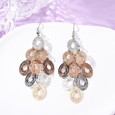430 Stainless Steel Oval Dangle Earrings EJEW-A137-13M-1