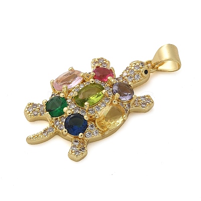 Tortoise Brass Micro Pave Cubic Zirconia Pendants KK-M319-19G-1