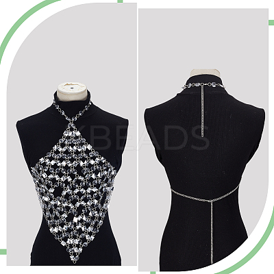 Iron & Clear Acrylic Chest Bikini Body Chains for Sexy Women AJEW-WH0348-730-1