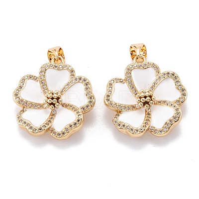 Real 18K Gold Plated Brass Micro Pave Clear Cubic Zirconia Beads Pendants ZIRC-M114-32G-C-1