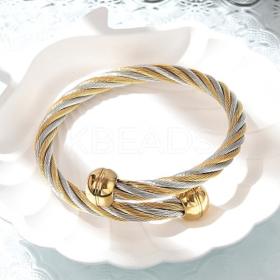 304 Stainless Steel Torque Bangles Bangles for Women BJEW-M042-07GP-1