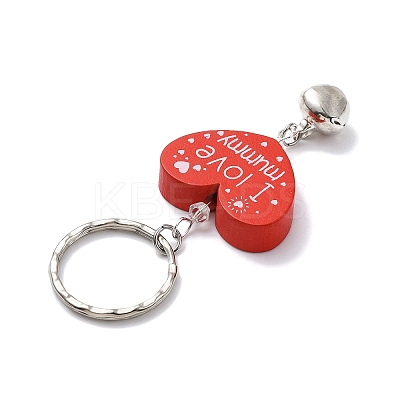 Wood Heart with Word I Love Mummy Keychains KEYC-JKC00582-1