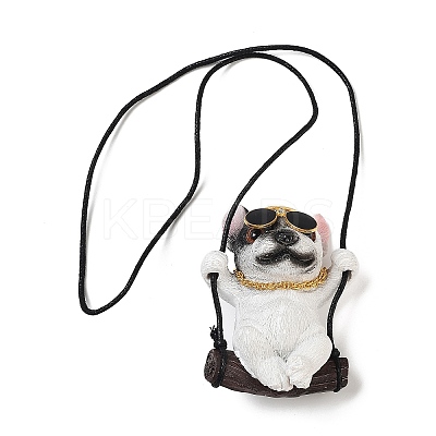 Cute Resin Swinging Bulldog Pendant Decorations HJEW-A010-01B-1