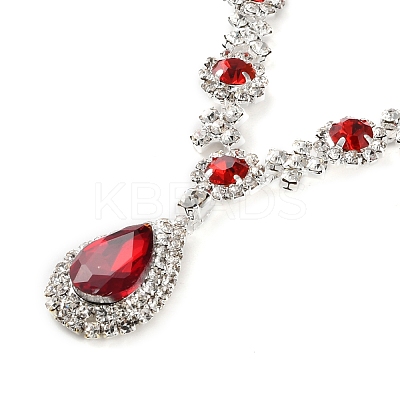 Teardrop Alloy Rhinestone Necklaces & Stud Earring Sets for Women SJEW-U001-01P-03-1