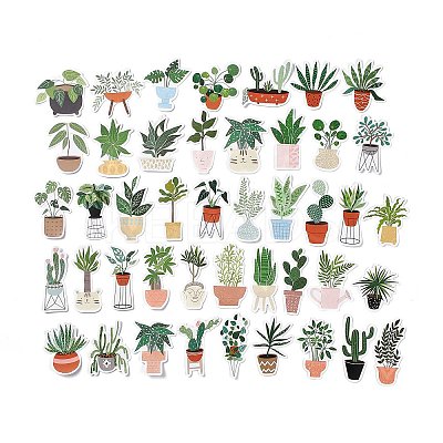 44Pcs 44 Styles Plant Theme Paper Stickers Sets STIC-P004-08-1