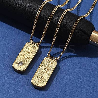 304 Stainless Steel Rectangle Number Pendant Necklaces NJEW-D300-01G-07-1