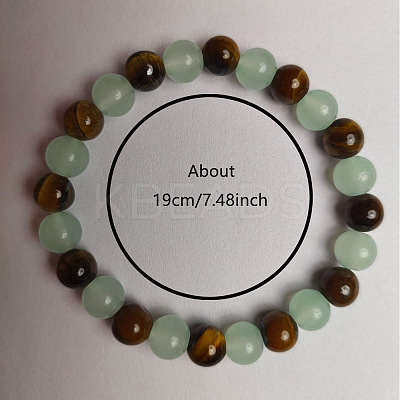 Natural Tiger Eye & Glass Round Beaded Bracelets FS-WG07496-01-1