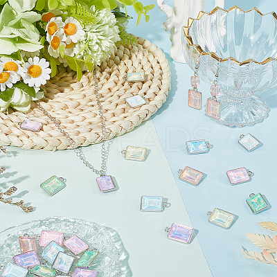 28Pcs 7 Colors Alloy Glass Pendants FIND-SC0015-31P-1