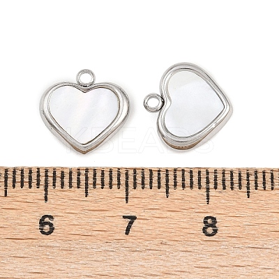 Natural White Shell Heart Charms STAS-Z166-04P-1