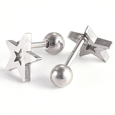 Tarnish Resistant 201 Stainless Steel Barbell Cartilage Earrings EJEW-R147-09-1