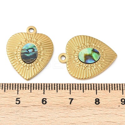 304 Stainless Steel Natural Paua Shell Pendants STAS-L288-06G-01-1