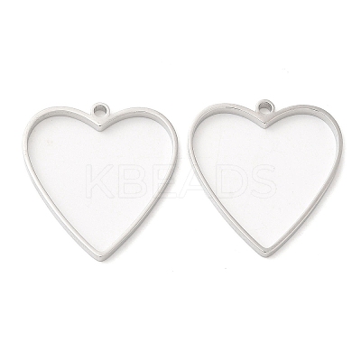 Non-Tarnish 304 Stainless Steel Open Back Bezel Heart Pendants STAS-Z040-03P-1