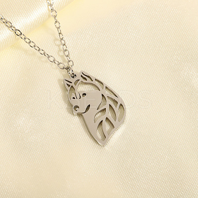 304 Stainless Steel Husky Dog Cutout Silhouette Pendant Necklaces WG9715E-02-1