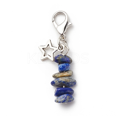 Natural & Synthetic Gemstone Chip Pendant Decorations HJEW-CJ00028-1