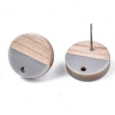 Opaque Resin & Walnut Wood Stud Earring Findings MAK-N032-008A-B04-1