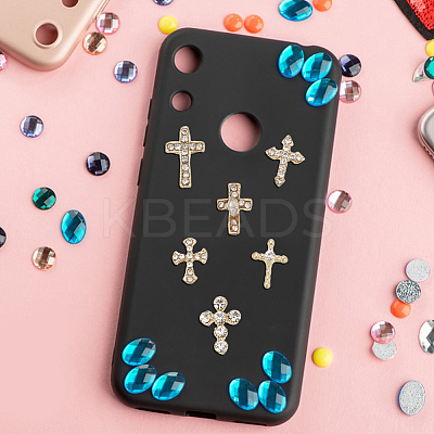 48Pcs 6 Styles Alloy Rhinestone Cross Cabochons DIY-GO0002-01-1