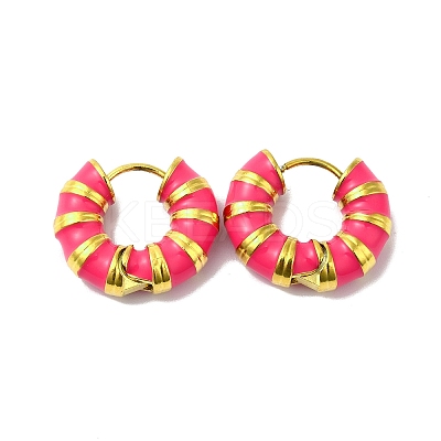 Enamel Round Hoop Earrings EJEW-Q704-05G-04-1