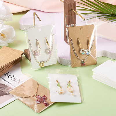 100Pcs 2 Colors Rectangle Paper One Pair Earring Display Cards with Hanging Hole CDIS-TA0001-41-1