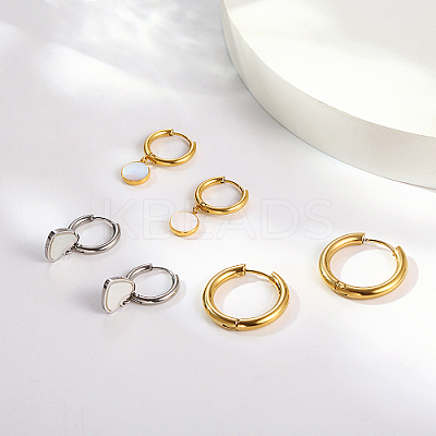 3 Pairs 3 Style 304 Stainless Steel Dangle Hoop Earrings Set ZS0378-1