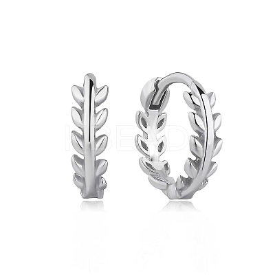 S925 Silver Leaf Hoop Earrings Fashionable and Delicate Ear Jewelry FP4888-2-1