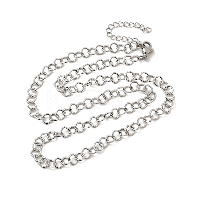 5MM 304 Stainless Steel Rhombus Link Chain Necklaces for Women Men NJEW-A054-02P-1