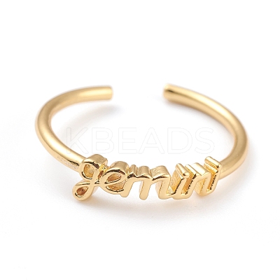Constellation/Zodiac Sign Brass Cuff Rings RJEW-O042-06G-I-1