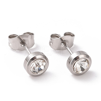 Rhinestone Column Stud Earrings EJEW-H357-04P-A-1
