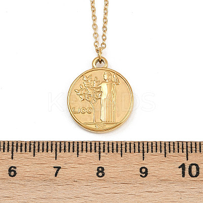 304 Stainless Steel Italian Coin Pendant Necklaces for Women NJEW-G176-01G-1