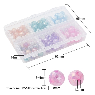 6 Colors Opaque Baking Paint Crackle Glass Beads Strands EGLA-YW0001-21-1
