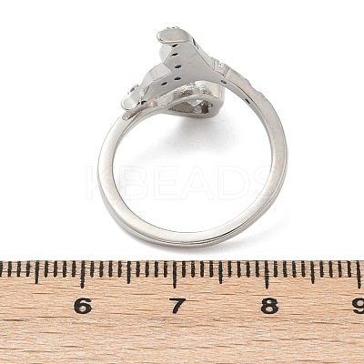 Brass Pave Clear Cubic Zirconia Cuff Rings RJEW-V013-01P-1