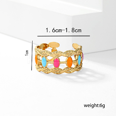 Sweet Hollow Irregular 201 Stainless Steel Enamel Cuff Ring DG2321-1