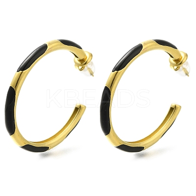 Ion Plating(IP) 304 Stainless Steel Enamel Stud Earrings EJEW-I316-06G-02-1