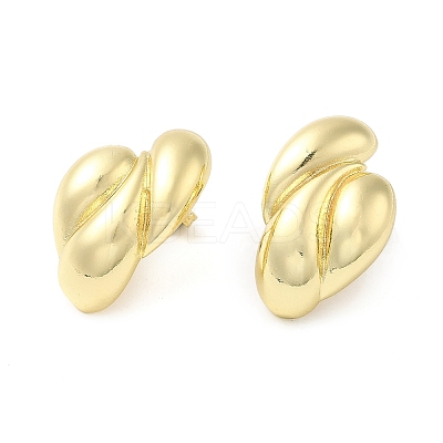 Rack Plating Brass Twist Heart Stud Earrings EJEW-D073-07G-1