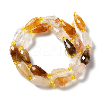 Natural Yellow Hematoid Quartz/Golden Healer Quartz Beads Strands G-B028-A08-1