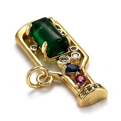 Brass Micro Pave Cubic Zirconia Pendants X-ZIRC-L100-045G-1