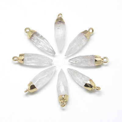 Natural Quartz Crystal Pointed Pendants G-Q495-05G-1