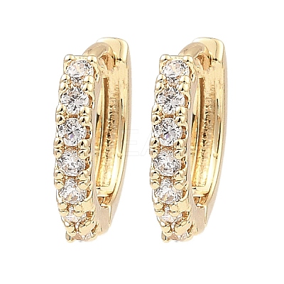 Brass with Cubic Zirconia Hoop Earrings EJEW-D078-32KCG-1