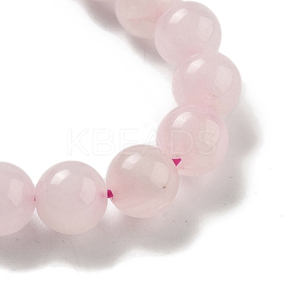 Round & Cat Head Natural Rose Quartz Beaded Stretch Bracelets for Women BJEW-K251-03C-1