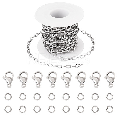 DIY Stainless Steel Paperclip Chains Necklaces Making Kits DIY-TA0011-23P-02-1