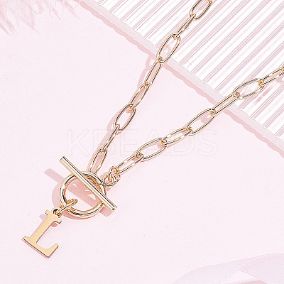 304 Stainless Steel Letter Pendant Necklaces NJEW-LP0001-52L-G-1